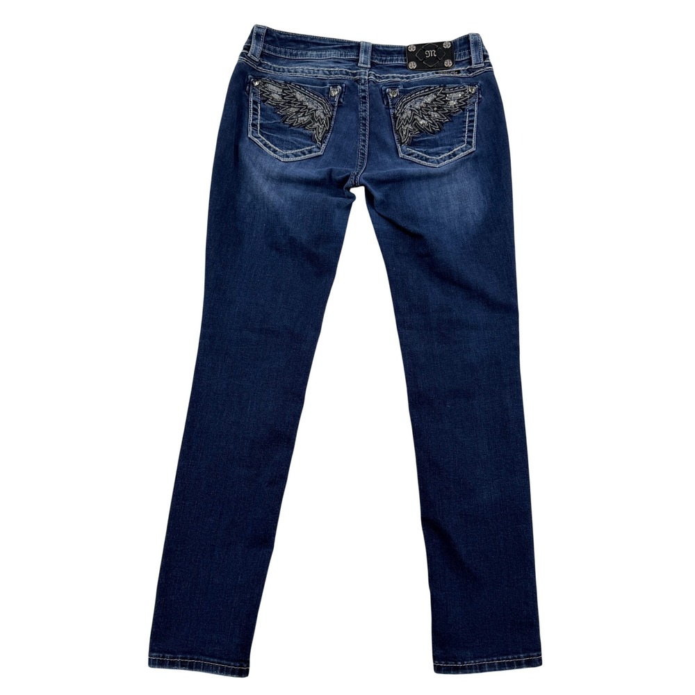 Miss Me Mid Rise Skinny Jeans Angel Wing Embellished Dark Wash MP7072S2 Size 29
